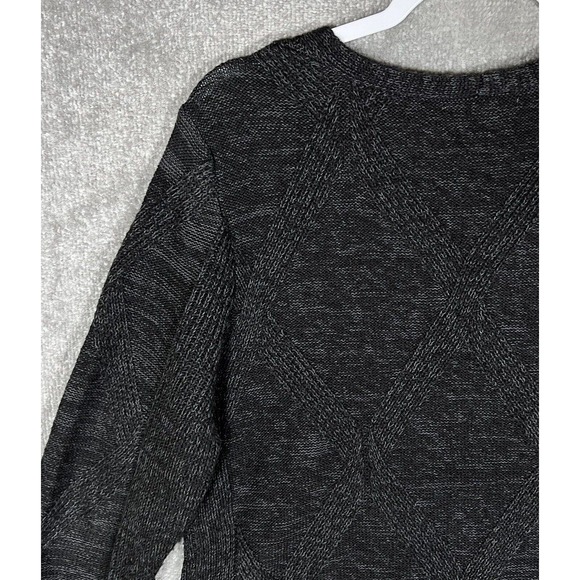 Christopher & Banks Long Sleeve V-Neck Knit Sweater Womens Size Large Black Gray - Picture 10 of 14
